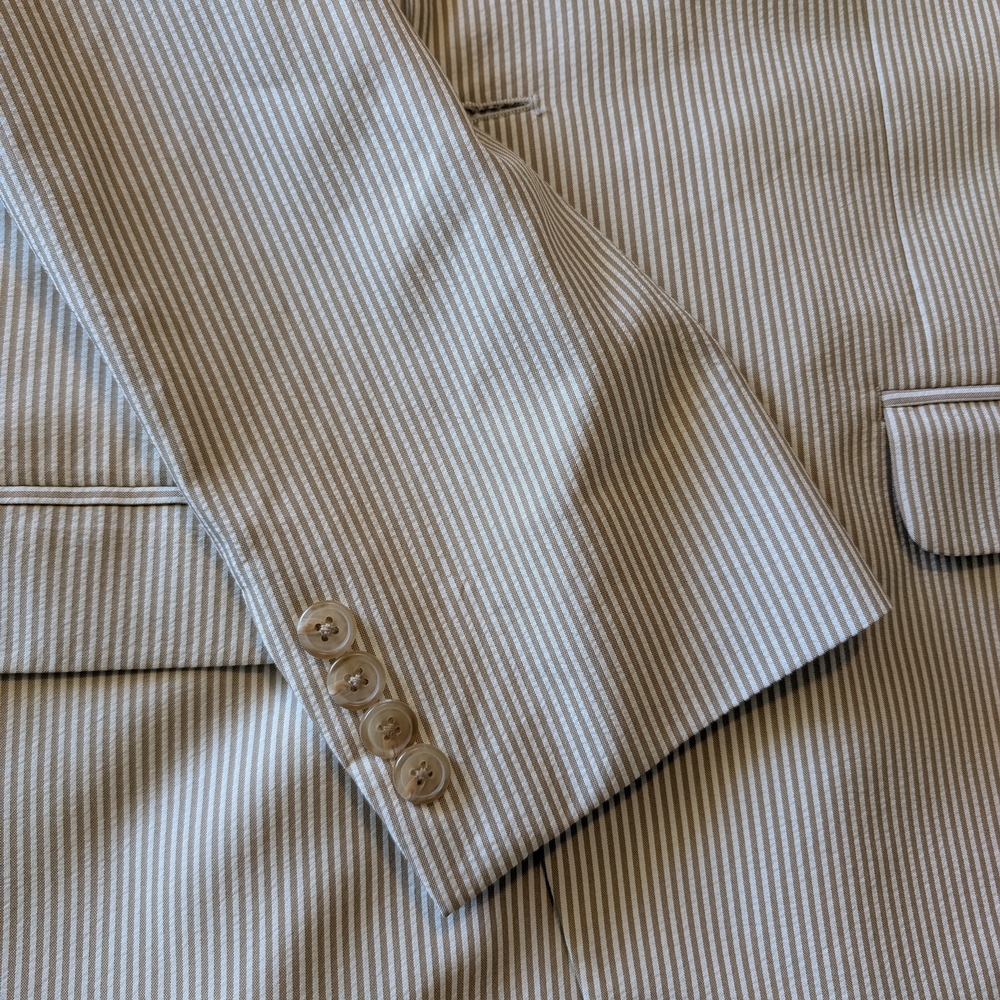 Lauren by Ralph Lauren Men’s Seersucker Suit – Tan & Cream (43R Jacket / 34x31 - Picture 8 of 10